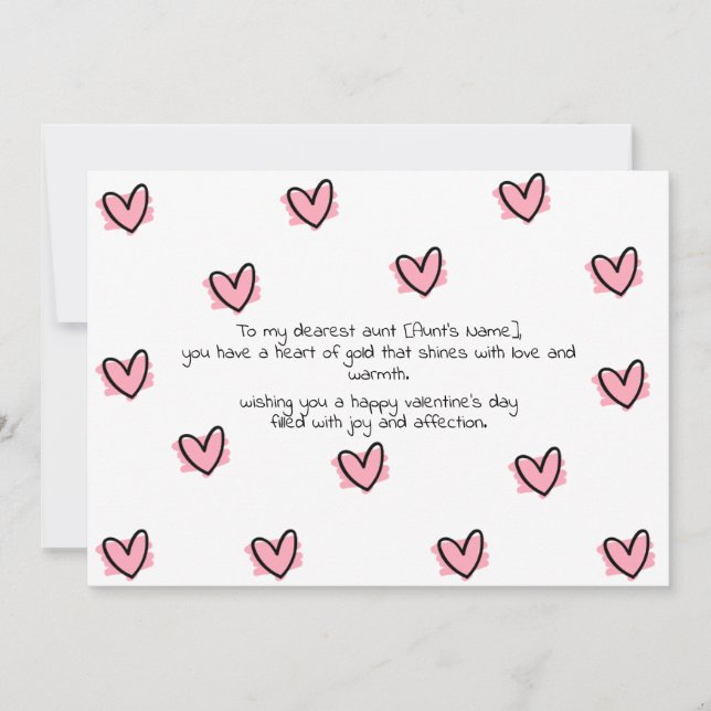 Tarjeta Festiva Feliz Día De San Valentín a mi tía (Anverso)
