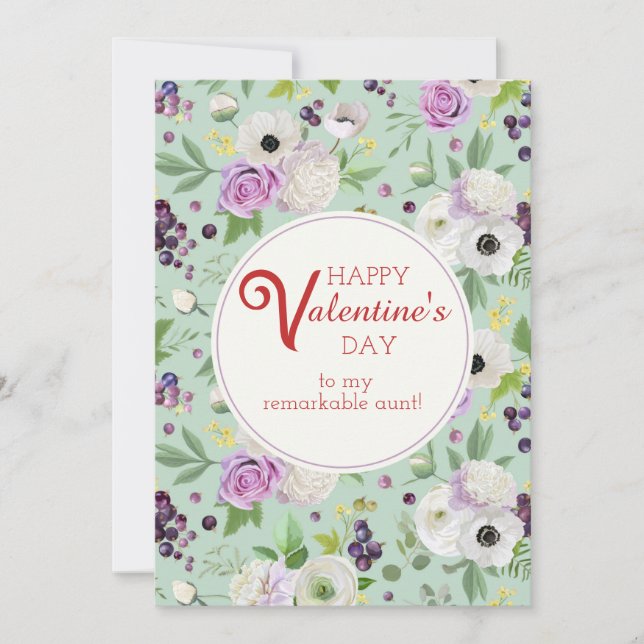 Tarjeta Festiva Feliz Día De San Valentín a mi tía (Anverso)