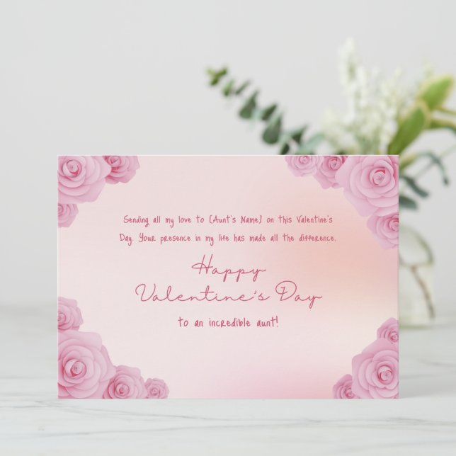 Tarjeta Festiva Feliz Día De San Valentín a mi tía (Anverso de pie)