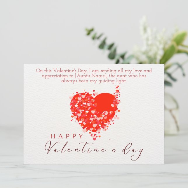 Tarjeta Festiva Feliz Día De San Valentín a mi tía (Anverso de pie)