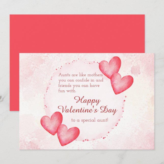 Tarjeta Festiva Feliz Día De San Valentín a mi tía (Anverso / Reverso)