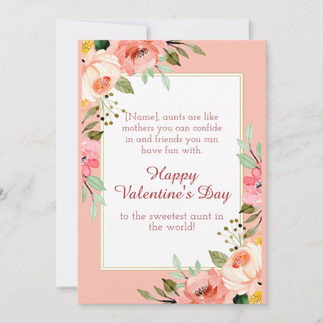 Tarjeta Festiva Feliz Día De San Valentín a mi tía (Anverso)