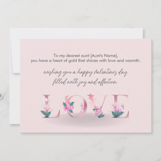 Tarjeta Festiva Feliz Día De San Valentín a mi tía (Anverso)