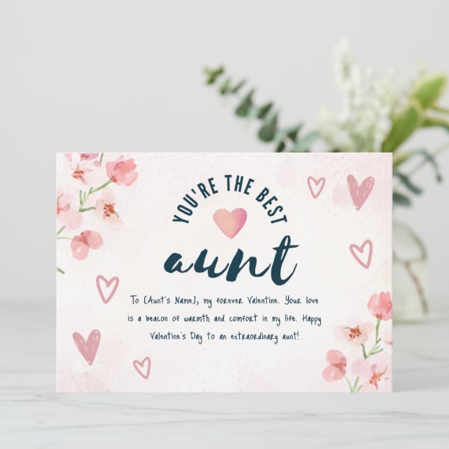 Tarjeta Festiva Feliz Día De San Valentín a mi tía (Anverso de pie)