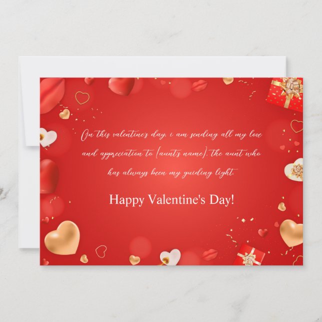 Tarjeta Festiva Feliz Día De San Valentín a mi tía (Anverso)