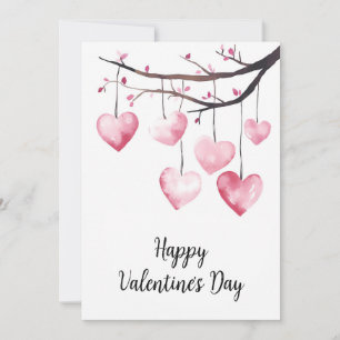 Tarjeta Festiva Feliz día de San Valentín acuarela día de San Vale