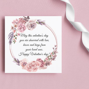 Tarjeta Festiva feliz día de San Valentín acuarela rosa floral