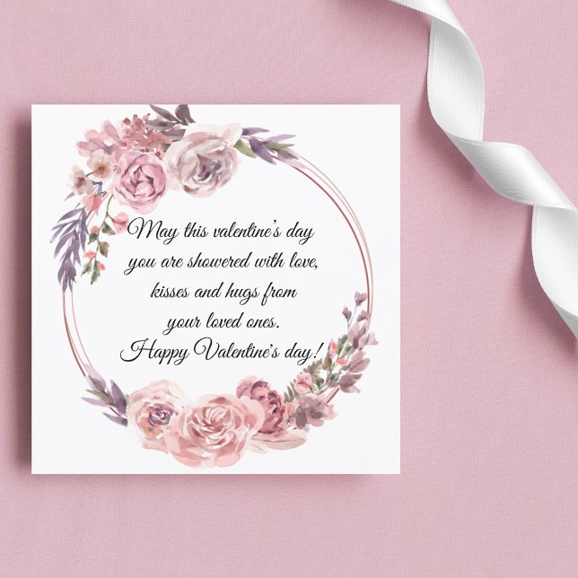 Tarjeta Festiva feliz día de San Valentín acuarela rosa floral (Subido por el creador)