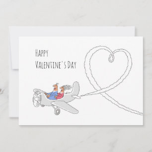 Tarjeta Festiva Feliz Día de San Valentín al avión de la pareja de