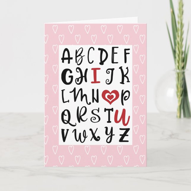 Tarjeta Festiva Feliz Día de San Valentín | Alfabeto I + U Románti (Anverso)