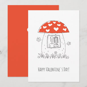 Tarjeta Festiva Feliz día de San Valentín Amantes del hongo corazó