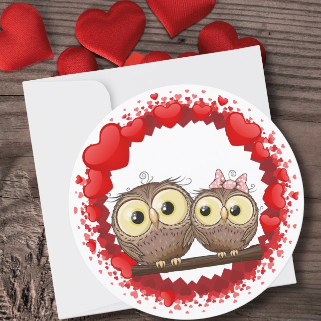 Tarjeta Festiva Feliz Día de San Valentín amor de búho (Subido por el creador)