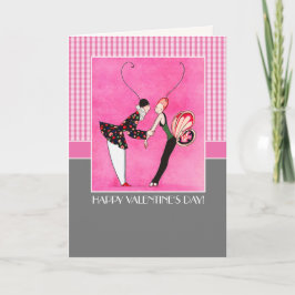 Tarjeta Festiva Feliz Día de San Valentín. Art Deco