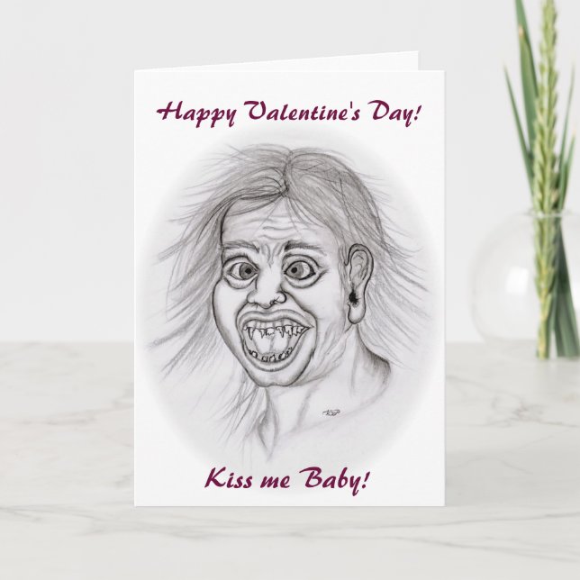 Tarjeta Festiva ¡Feliz Día de San Valentín! - ¡Bésame! (Anverso)
