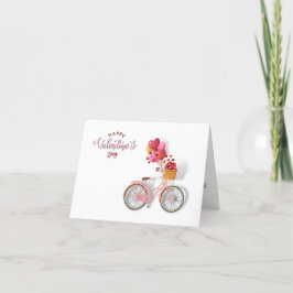 Tarjeta Festiva Feliz Día de San Valentín | Bicicleta y globos