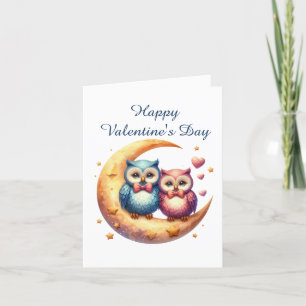 Tarjeta Festiva Feliz día de San Valentín búho agregar mensaje