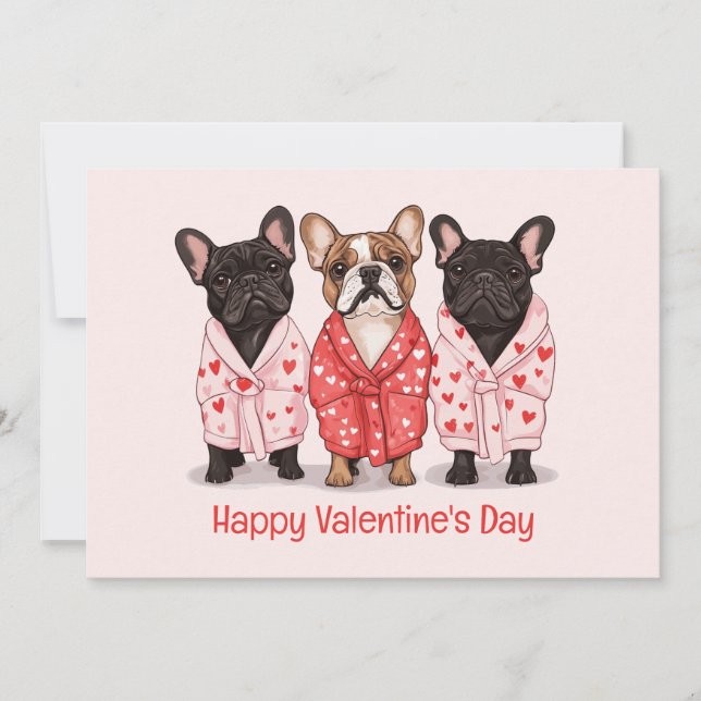 Tarjeta Festiva Feliz Día de San Valentín Bulldog francés (Anverso)