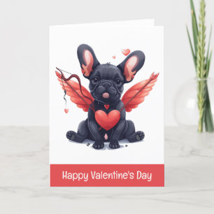 Tarjeta Festiva Feliz Día de San Valentín Bulldog francés cupido