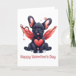 Tarjeta Festiva Feliz Día de San Valentín Bulldog francés cupido