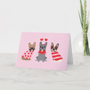 Tarjeta Festiva Feliz día de San Valentín Bulldogs Franceses