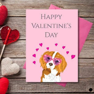 Tarjeta Festiva Feliz día de San Valentín Cavalier King Gafas de s
