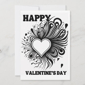 Tarjeta Festiva Feliz Día de San Valentín Colorear Blanco y Negro