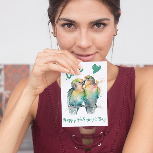 Tarjeta Festiva Feliz Día de San Valentín con amor a los loros (Subido por el creador)