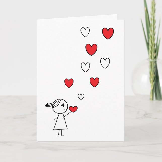Tarjeta Festiva Feliz Día de San Valentín con corazón (Anverso)