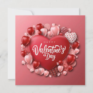 Tarjeta Festiva Feliz Día de San Valentín con corazón rojo