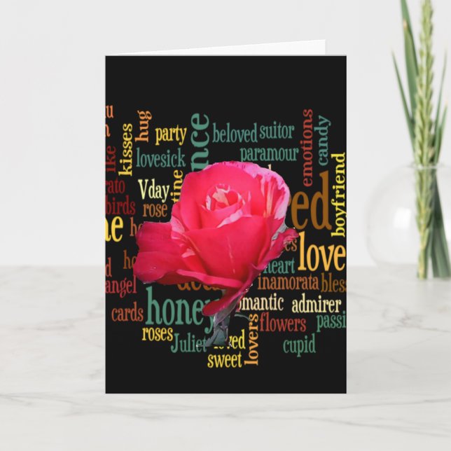 Tarjeta Festiva Feliz Día de San Valentín con elegantes rosas roja (Anverso)