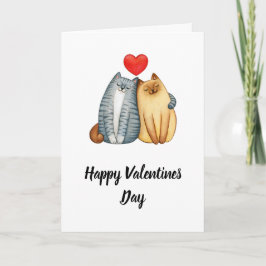 Tarjeta Festiva Feliz Día de San Valentín con gatos