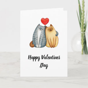 Tarjeta Festiva Feliz Día de San Valentín con gatos