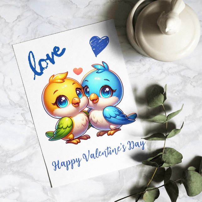 Tarjeta Festiva Feliz Día de San Valentín con los amorosos (Subido por el creador)