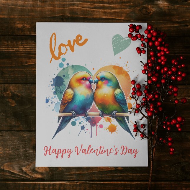 Tarjeta Festiva Feliz Día de San Valentín con los amorosos (Subido por el creador)