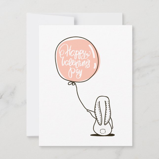 Tarjeta Festiva Feliz Día de San Valentín. Conejo lindo. Niños de  (Anverso)