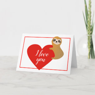 Tarjeta Festiva Feliz Día de San Valentín   Corazón lindo Sloth