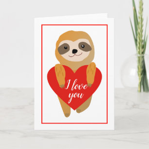 Tarjeta Festiva Feliz Día de San Valentín   Corazón lindo Sloth