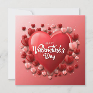 Tarjeta Festiva Feliz día de San Valentín Corazón Rojo Amor