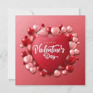 Tarjeta Festiva Feliz Día de San Valentín Corazón Rojo Amor