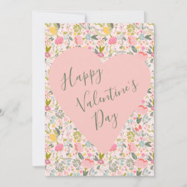 Tarjeta Festiva Feliz Día de San Valentín corazón rosa ondulado