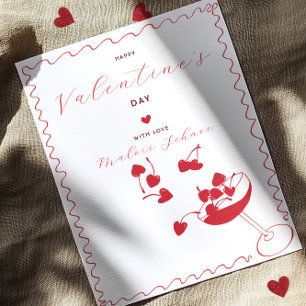 Tarjeta Festiva Feliz día de San Valentín – Corazones de cereza en