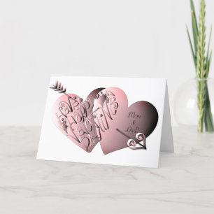Tarjeta Festiva "Feliz día de San Valentín"Corazones escritos a ma