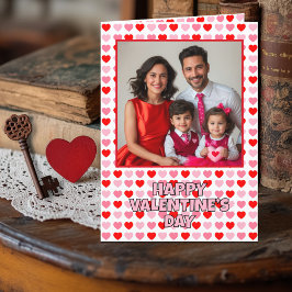 Tarjeta Festiva Feliz día de San Valentín Corazones Foto y Texto P