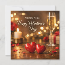 Feliz día de San Valentín corazones rojos luz de v