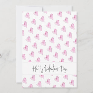Tarjeta Festiva Feliz Día de San Valentín Corazones Rosados Acuare