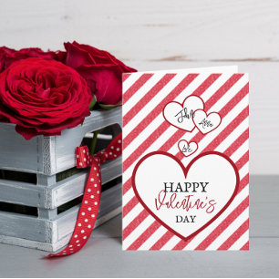 Tarjeta Festiva Feliz día de San Valentín Corazones Tiza Rayas Dob