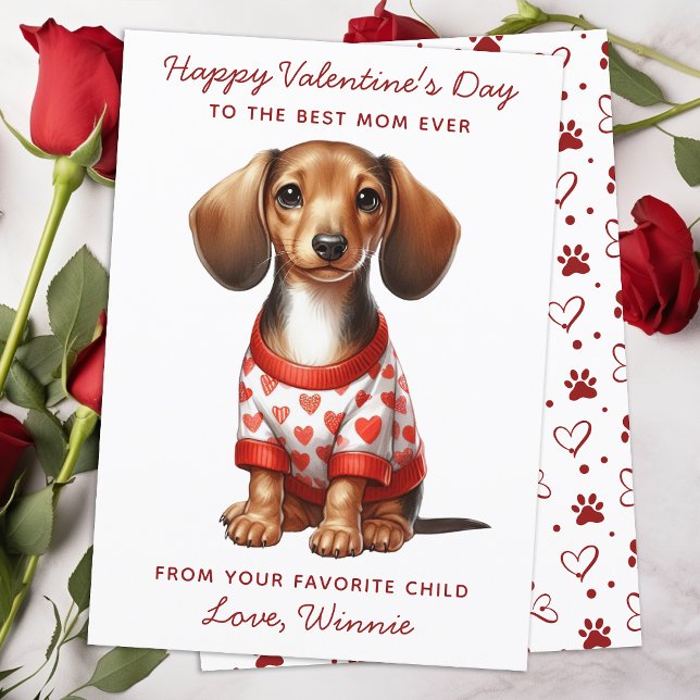 Tarjeta Festiva Feliz Día de San Valentín del perro lindo Dachshun (Subido por el creador)