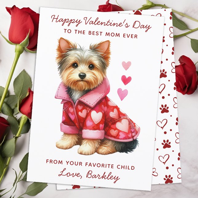 Tarjeta Festiva Feliz Día de San Valentín del perro Yorkshire Terr (Subido por el creador)