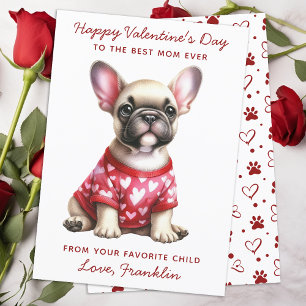 Tarjeta Festiva Feliz Día de San Valentín desde el Bulldog francés
