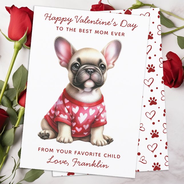Tarjeta Festiva Feliz Día de San Valentín desde el Bulldog francés (Subido por el creador)